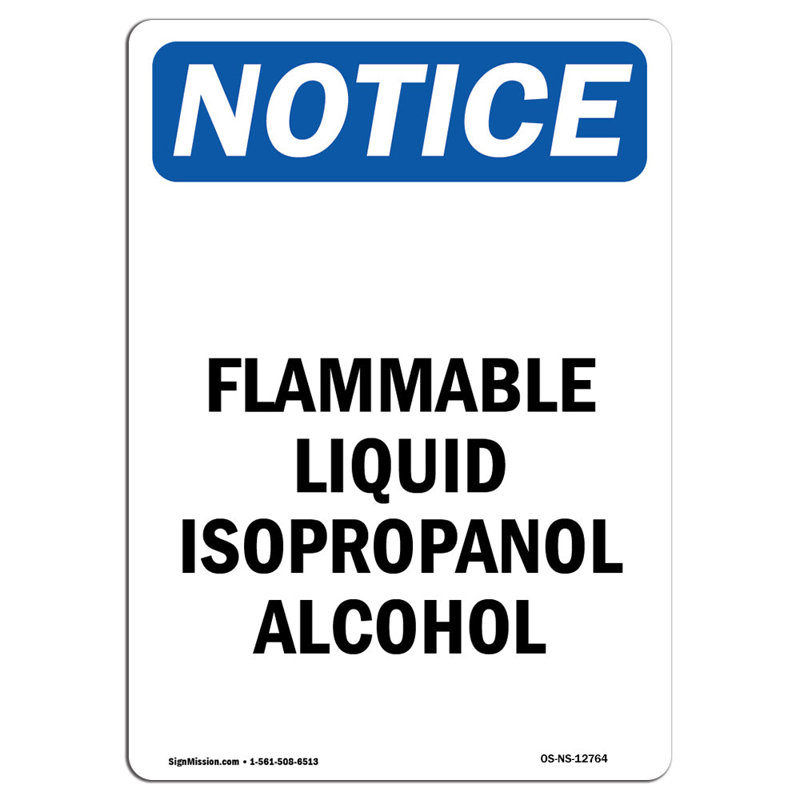 Signe de l'alcool iso-propanol liquide inflammable