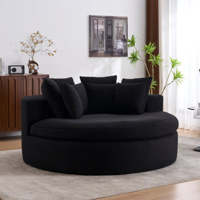 Chaise longue 70 po en chenille noire, siège moelleux, sans assemblage, pour cinéma maison