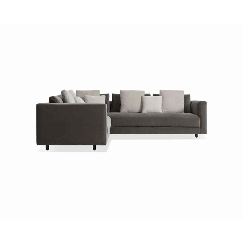 Hands Down Sectional, Camel Velvet/Sanford Navy, Left Hand Facing, Tofte Navy Polyester Blend