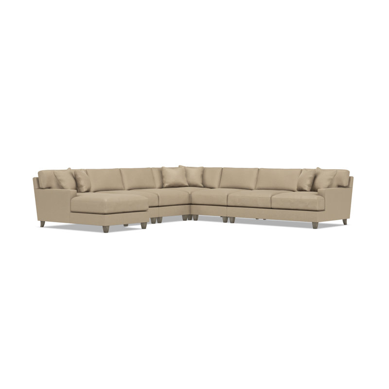 Bernhardt Mila 6-Piece Fabric Sectional, Tan Polyester, Left Hand Facing, 33.5" H x 137" W x 137" D