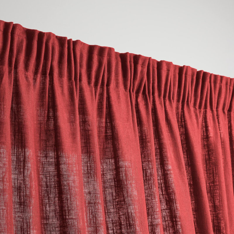 Bellavista Semi Sheer Curtain Single Panel, 350 x 280cm, Bright Red