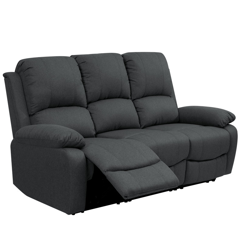 3 Seater Lafay Fabric Reclining Sofa, Dark Grey