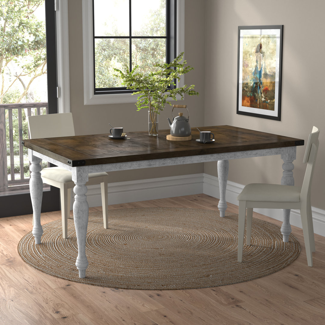 Arntraud Acacia Solid Wood Base Dining Table Lark Manor™