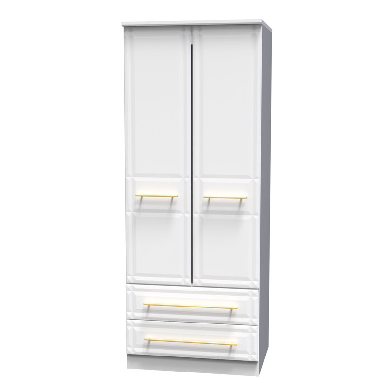 Fully Assembled 3 Door Wardrobe, 197cm H x 111cm W x 53cm D, White Ash