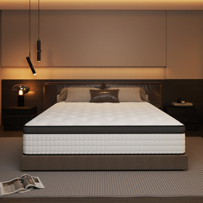 Mousse à mémoire de forme hybride ferme 10 po / 12 po avec matelas à ressorts ensachés dans une boîte