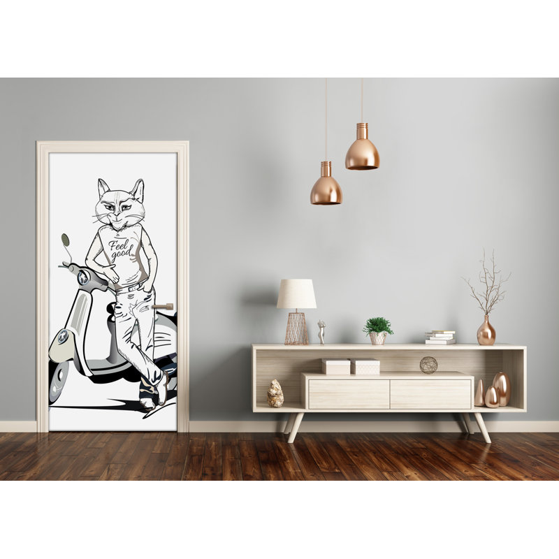 Cat Man Door Decal