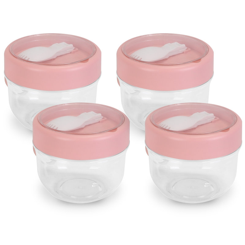 4 pièces récipients à avoine avec couvercles et cuillères pliantes 20OZ Bocal d'avoine étanche pour lait, légumes et fruits