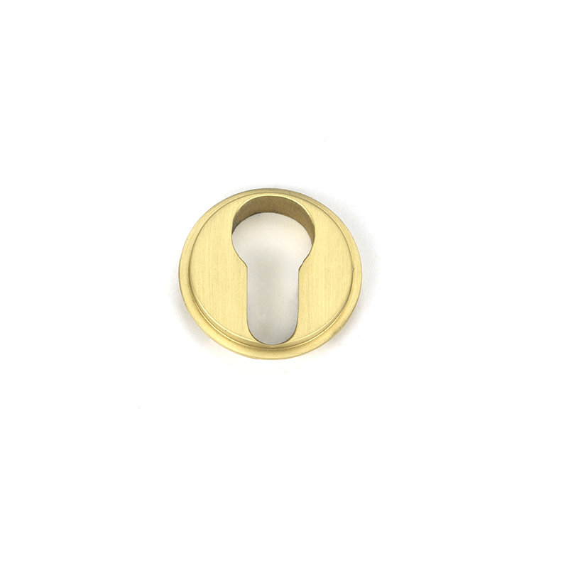 Beehive Satin Brass Round Euro Escutcheon