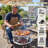 Tripod Camping BBQ Grill, Multi-Functional Outdoor BBQ Grill, Metal Outdoor Fire Pit, campfire tripod,tripod fire pit,campfire cooking tripod,11-Inch Campfire Grill Pan, 15-Inch Round Mesh Grate, 3 Detachable Legs, with Handle, Includes Charcoal Tongs an
