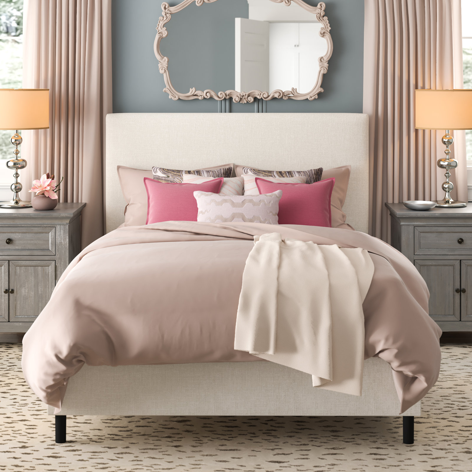 Eisley Upholstered Bed, King, Classic Talc Linen