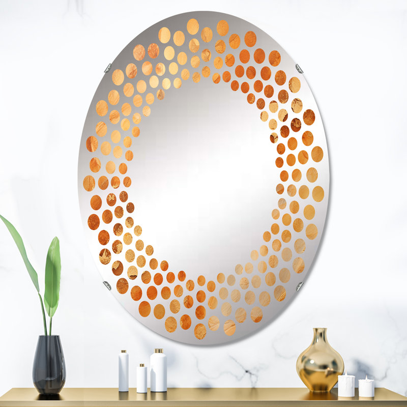 Miroir mural à pois cuivré doré Vortex II MIR105991 O, L 24 po x H 36 po