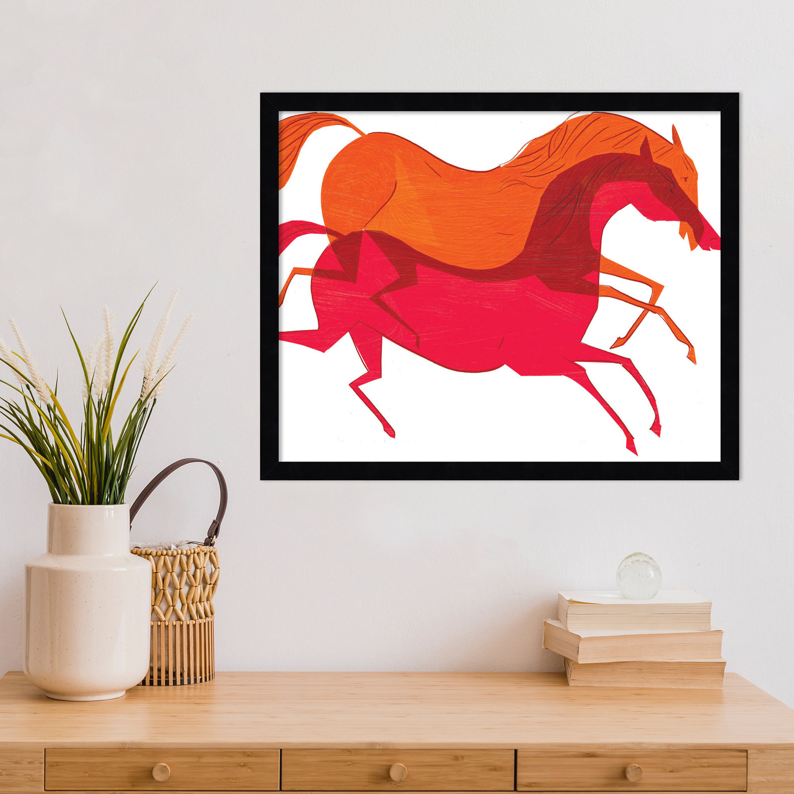Horses Print by Richard A. Allen, Black, 17" H x 21" W