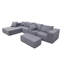 Canapé modulaire convertible en tissu de microfibre gris