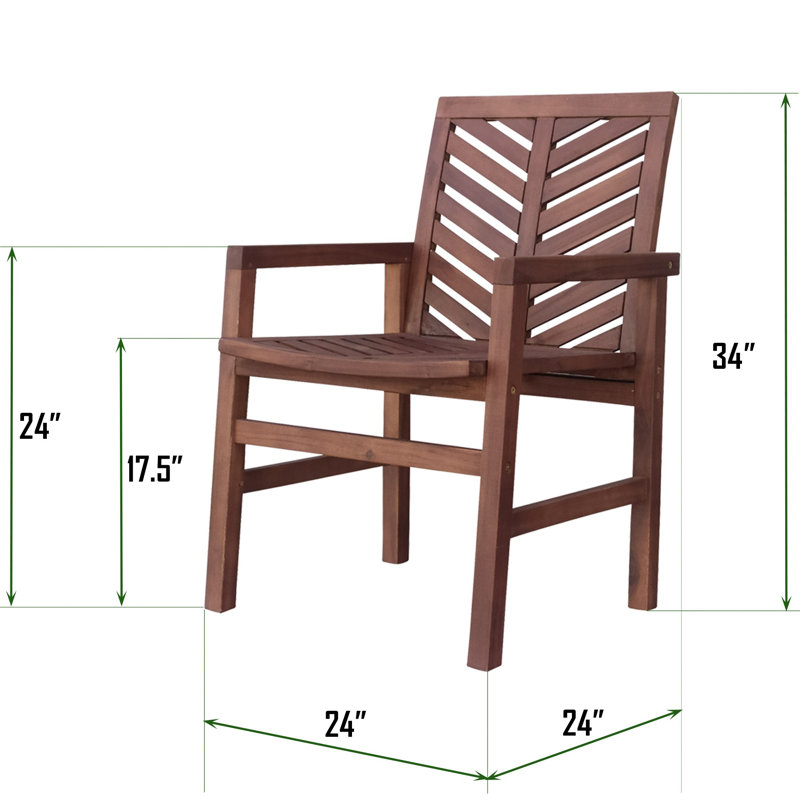 Chaise de salle à manger d'extérieur en acacia massif (ensemble de 2)