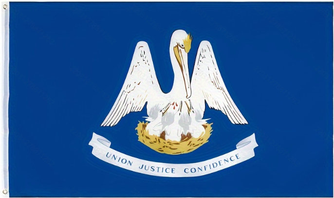 Drapeau de l'État de la Louisiane de 3 pi x 5 pi - couleurs vives et preuve de la décoloration - entête de toile et double couture - drapeaux de Louisiane LA