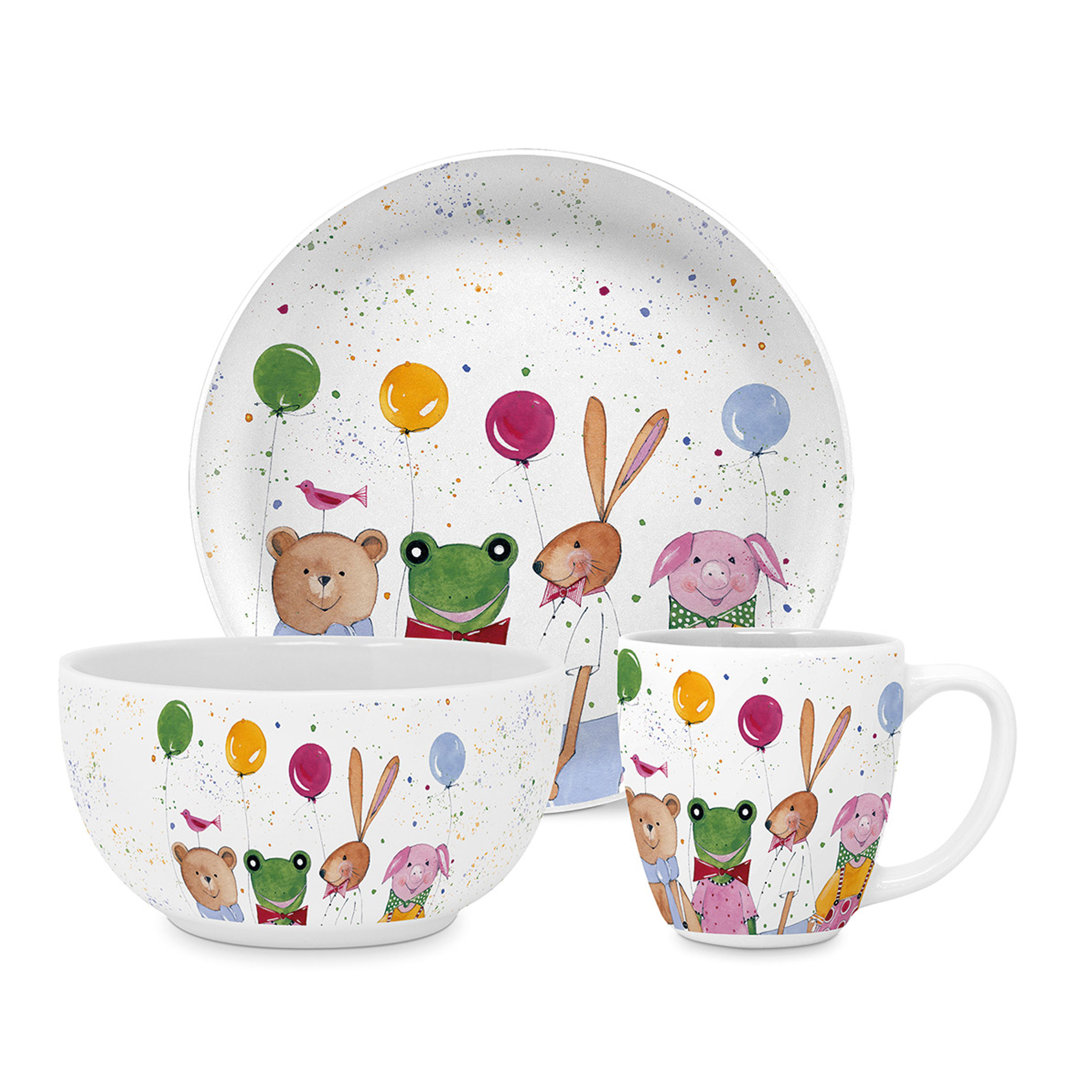 PPD Kid Party Kids Set, 3-tlg., Geschirr, Becher, Teller, Schale, Kinder, New Bone China