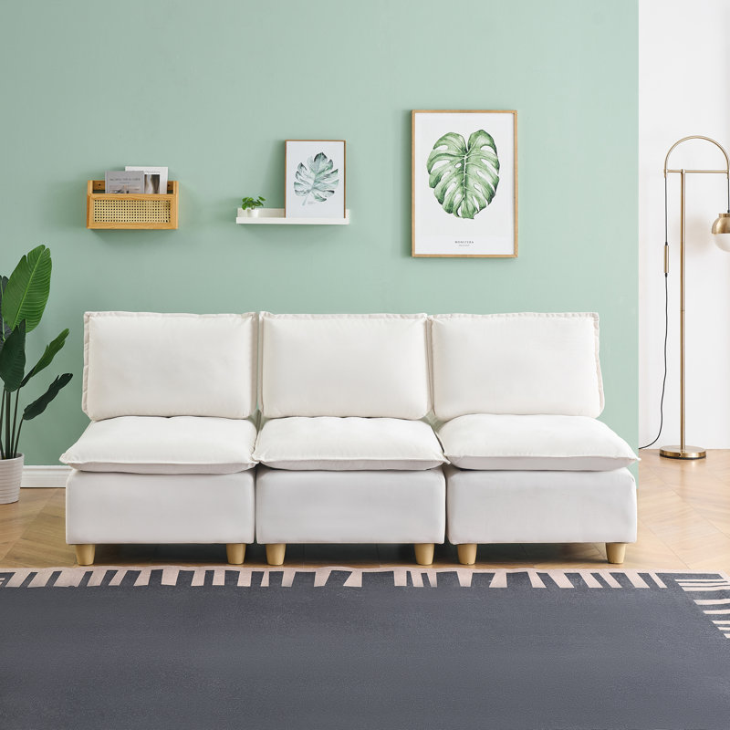 Canapé modulaire rembourré 3 places, Beige