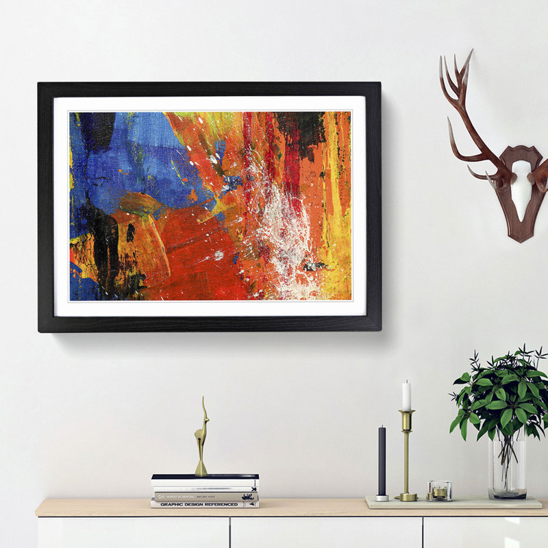 Abstract Art Painting Vol.27 by S.Johnson - Picture Frame Painting Print, Black Framed, 48cm H x 65cm W x 2cm D