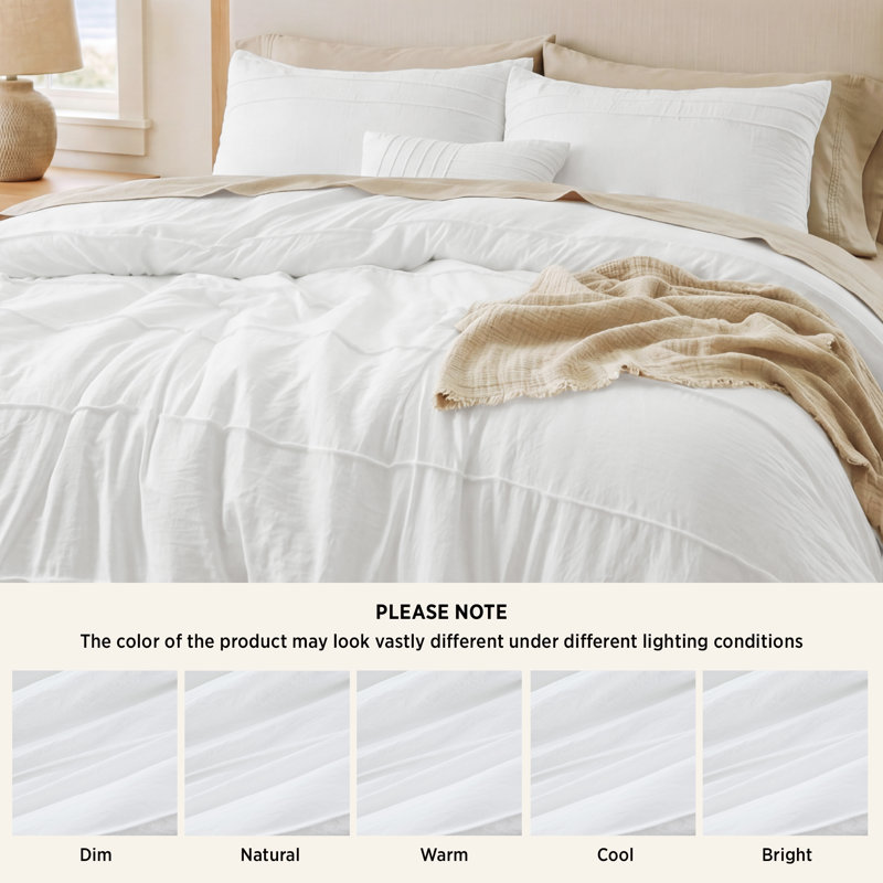 Bedsure  Grid Tufted Duvet Cover, Twin Duvet Cover + 1 Pillowcase, White