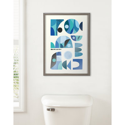 Art mural Mid-Century poisson bleu par Rachel Lee 3 Birdies Studio