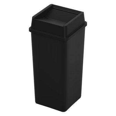 Poubelle carrée en plastique noire 50 gallons avec couvercle pivotant et rebord renforcé