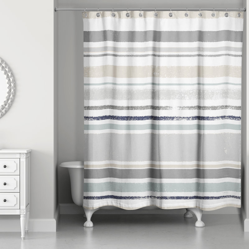 Rideau de douche simple à rayures Lecuyer, Gris