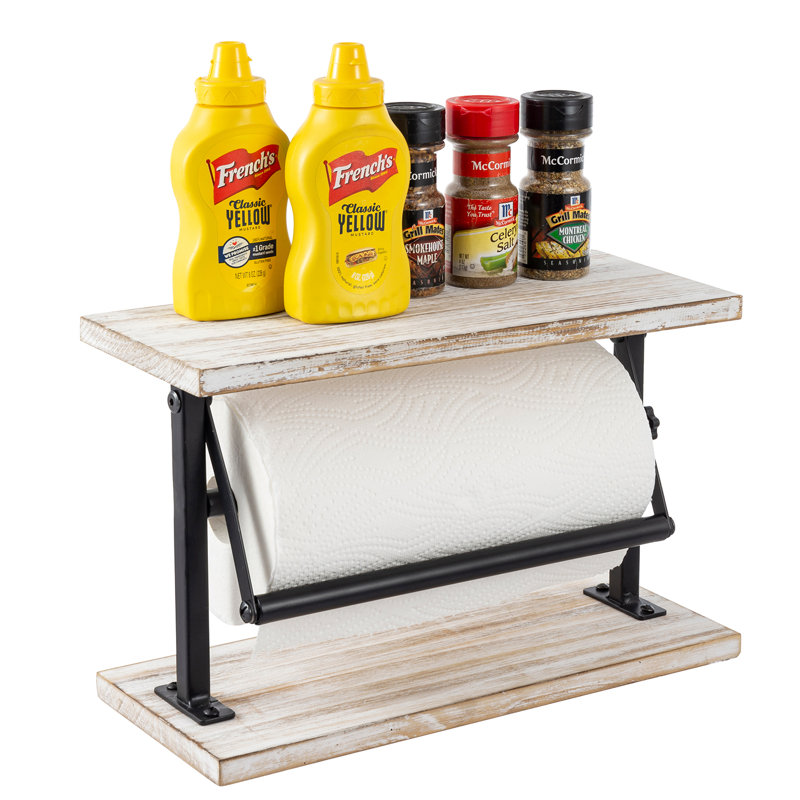 Metal and Wood Freestanding Paper Towel Holder