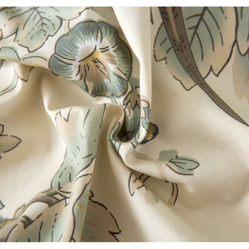 Ensemble de housse de couette 100 % coton Chinoiserie, Housse de couette simple + 1 taie décorative stan