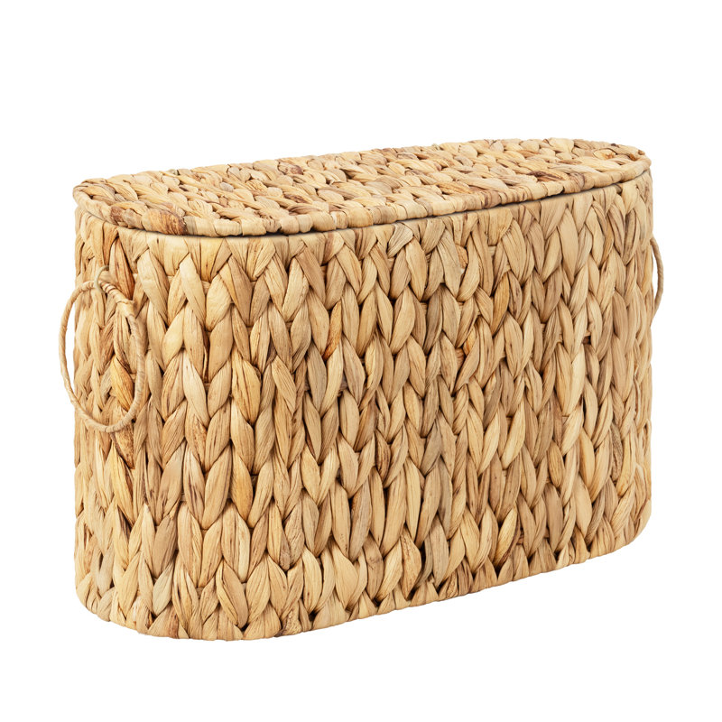 Handwoven Wicker Toilet Paper Holder for 6 Regular Rolls, Wicker Storage Basket with Lid, Water Hyacinth, Water Hyacinth