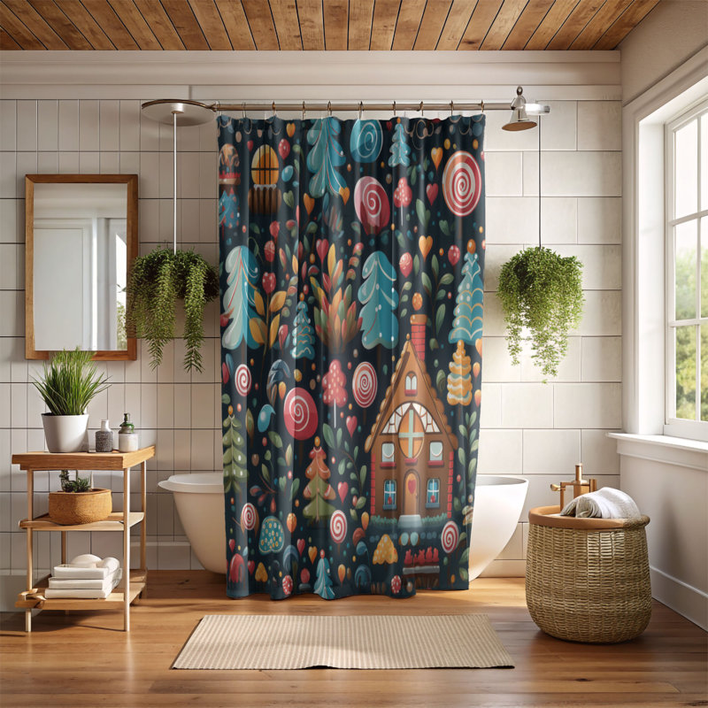 Rideau de douche Candy Cottage - Premium, H 74 po x l 71 po