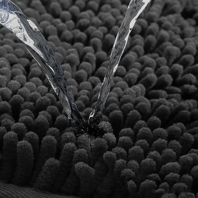 Yasmen Super Soft Absorbent Chenille Bath Rug Set with Non-Slip Backing, Black
