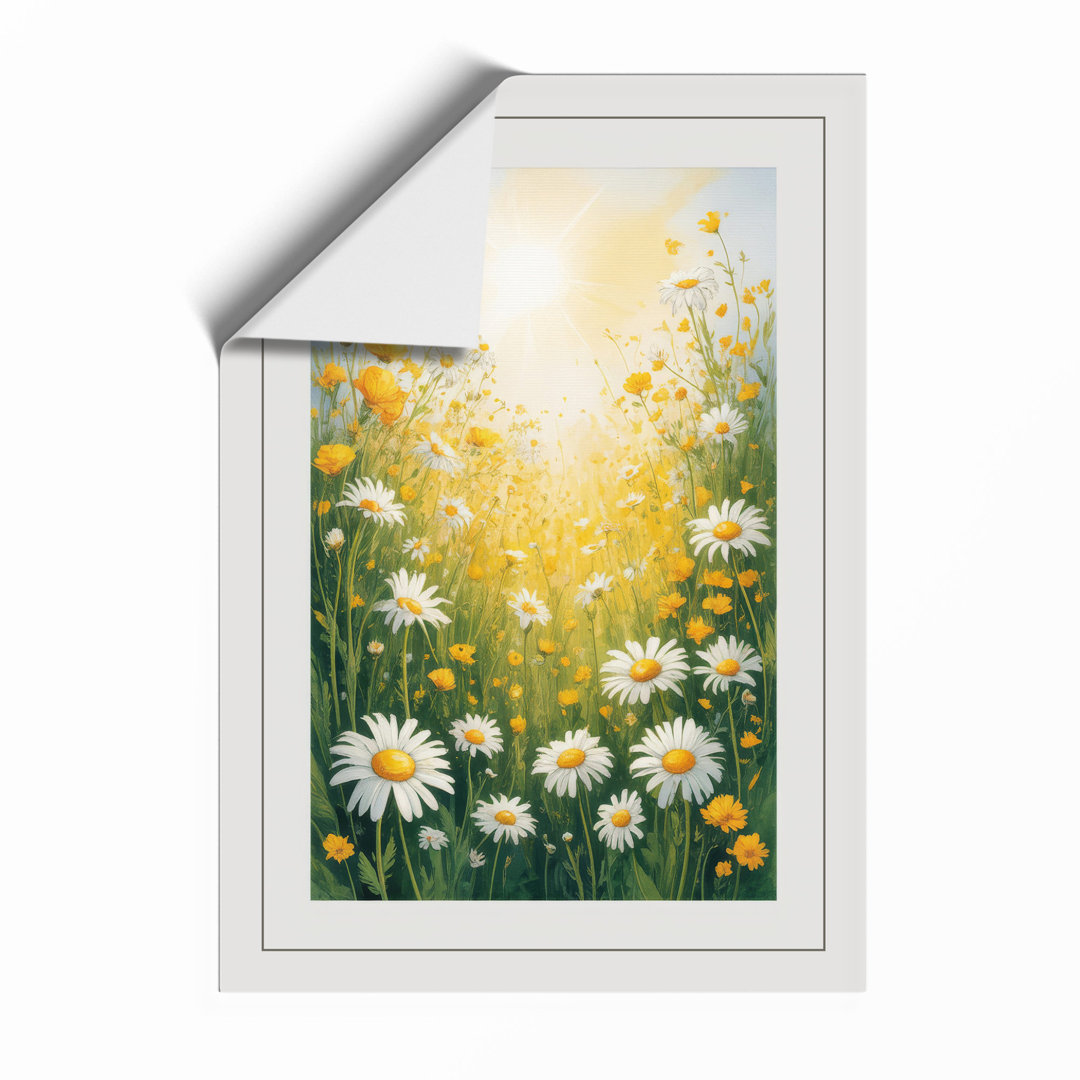 Sunlit Daisy Meadow Botanical - Framed Print