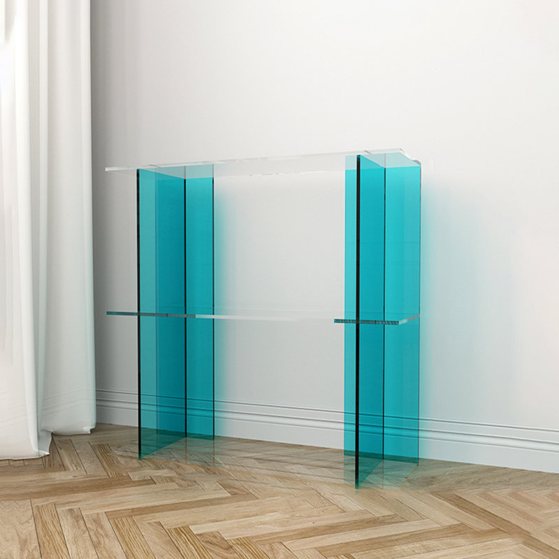 Simple vitrine en acrylique, Bleu, (2 tablettes) H 27,56 po x l 31,5 po x P 9,84 po