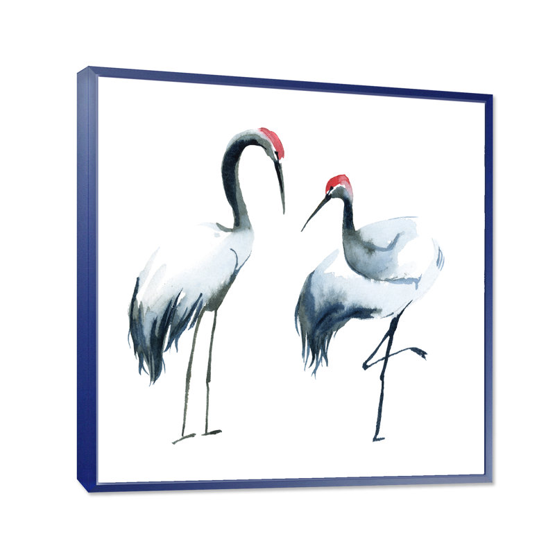 Deux ombrelles noires et blanches - Peinture sur toile, H 36 po x l 36 po x P 1,5 po, Encadrement bleu