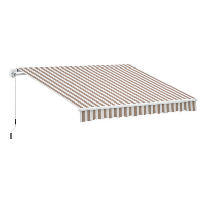 12'x8' Retractable Awning Patio Awnings Sun Shade Shelter with Manual Crank Handle for Deck, Balcony, Yard