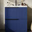 Meuble-lavabo bleu autoportant de 76 cm avec tiroirs extensibles, trous prépercés pour robinetterie de 20 cm et structure étanche, lavabo en céramique, surface
