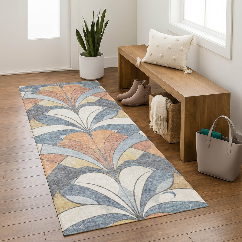 Premium Machine Washable Mayfield modern Rug, Denim, 2'3" x 7'6" Runner