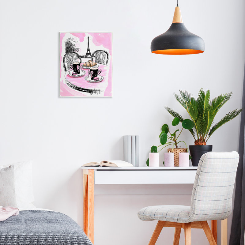 Plaque murale rose pour petit-déjeuner café parisien, design par Jess Stempel