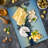 Ambesonne NYC Cutting Board Large Size Manhattan Skyline Reflection Multicolor
