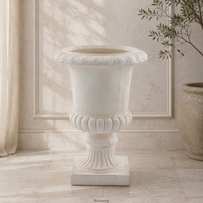 Pot de fleurs classique en forme d'urne de 60 cm (23,62 pouces), vase décoratif en fausse pierre MGO pour l'intérieur et l'extérieur