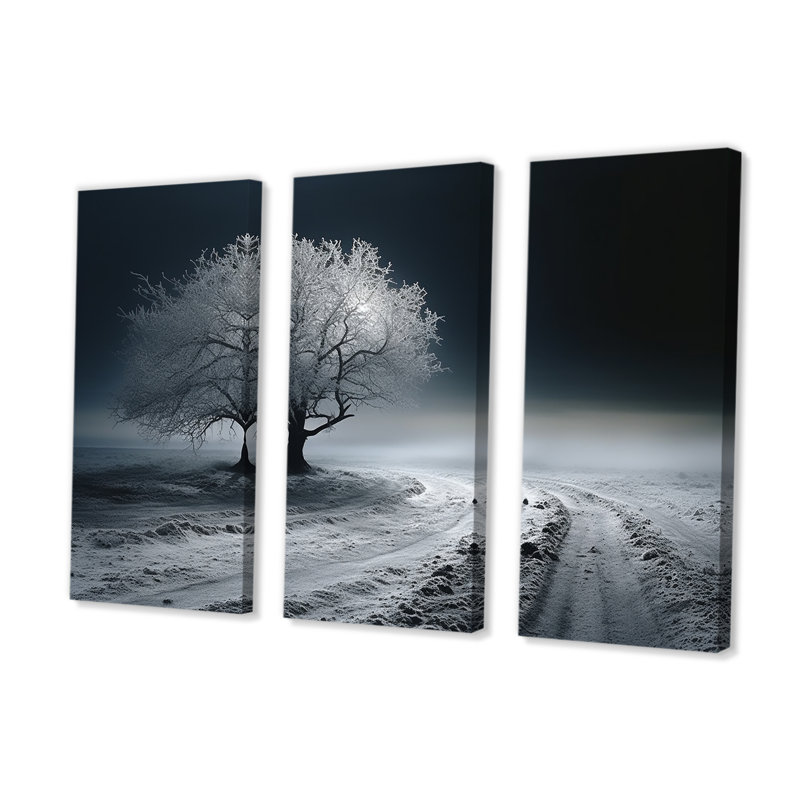 Photographie en noir et blanc Winter Tree II - Ensemble de décoration murale arbre, H 32 po x l 48 po x P 1 po