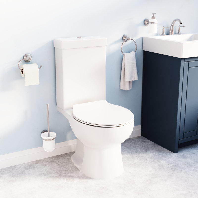 Victoria Flexi-Fix Slim Line White Toilet Seat - Durable Thermoset Plastic with Adjustable Hinges, Rust Free Chrome Plated Hinge Covers and an Antibacterial Treated Surface (White)