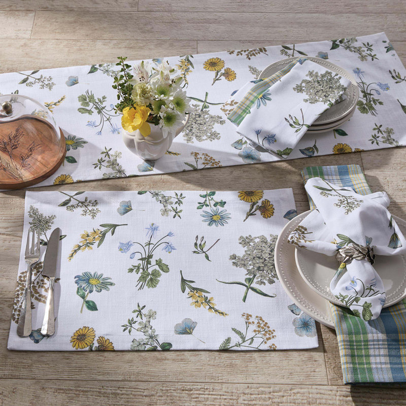  Ensemble de 4 serviettes florales blanches Flower Market