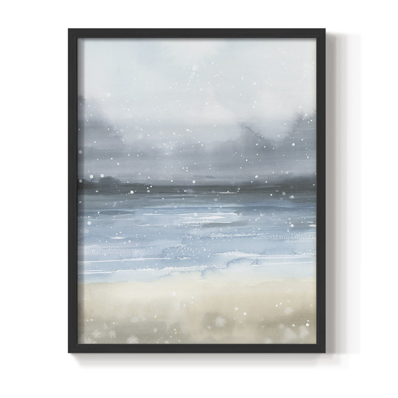 Étoiles et la mer I, reproduction encadrée - bois massif, Noir, H 14 po x l 11 po