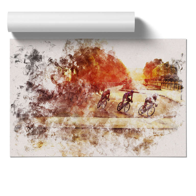 Tour de France Cycling Watercolour - Frameless Print, 30cm H x 42cm W x 0.1cm D