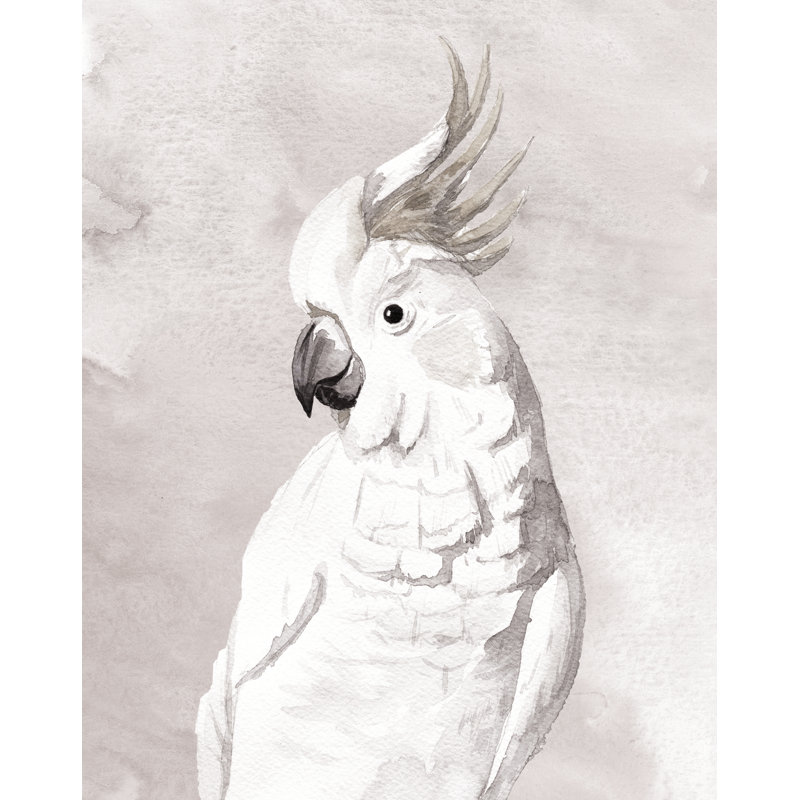 White Cockatoo - Painting Print, 76cm H x 51cm W, Black Floater Framed