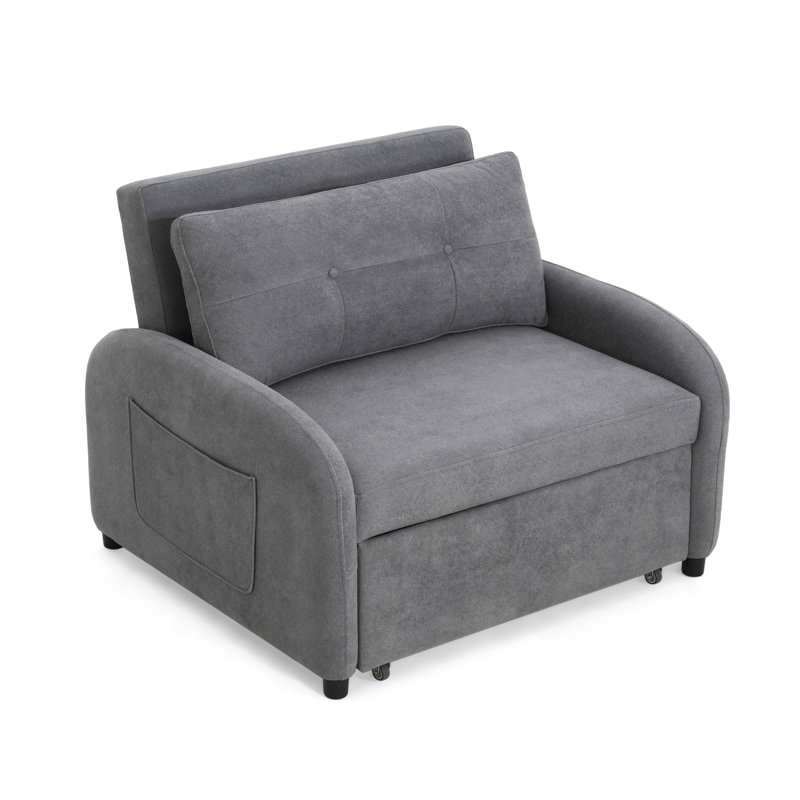 Clayman Convertible Sleeper Sofa, Gray Cotton Linen