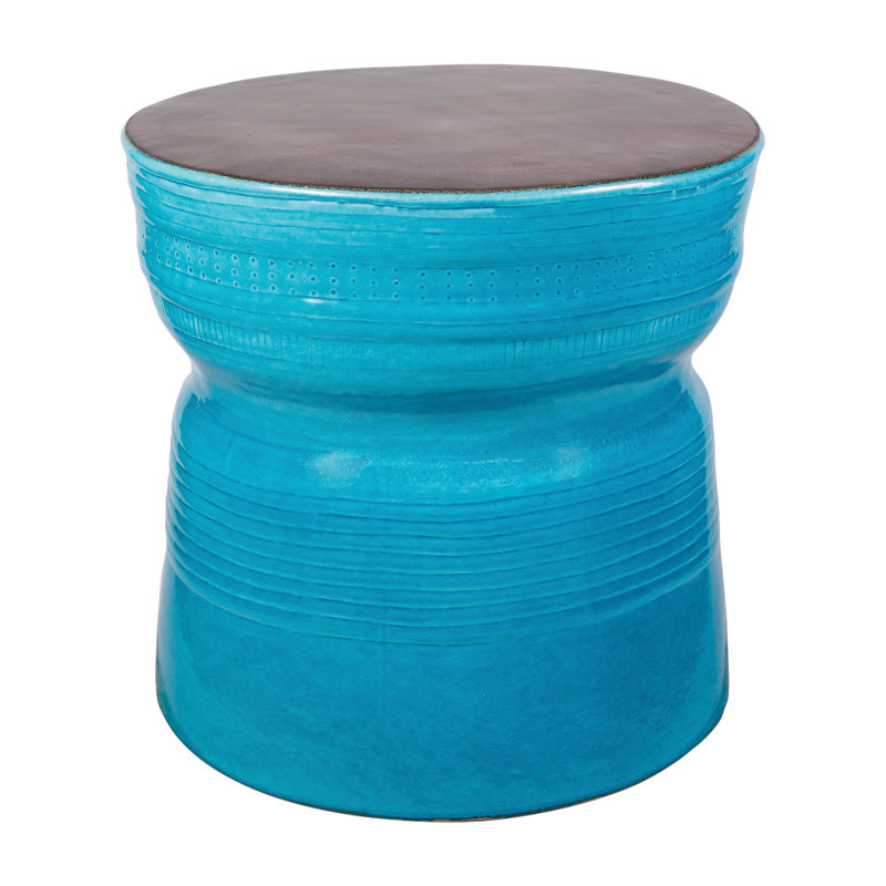 Ancaris Outdoor Round Side Table, Aquamarine Gloss