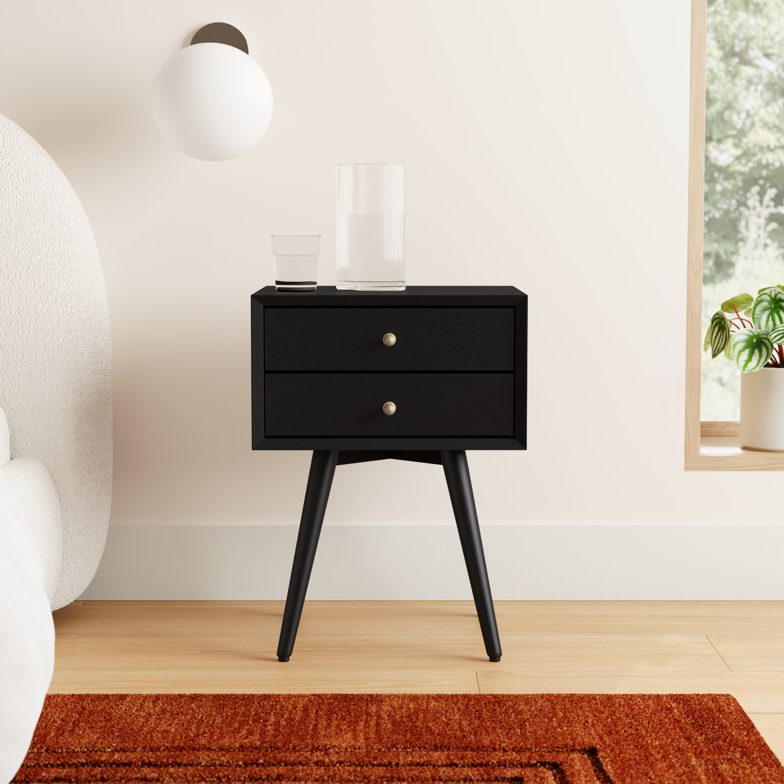 Williams Mahogany Nightstand, Black