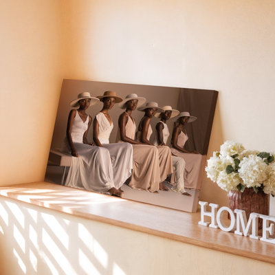 Elegant African Women In Neutral Dresses And Wide Brim Hats Art Decor Canvas Wall Art Print For Living Room, Bedroom, Office, Hallway, Entryway, Gallery Wall And Modern Home Decor